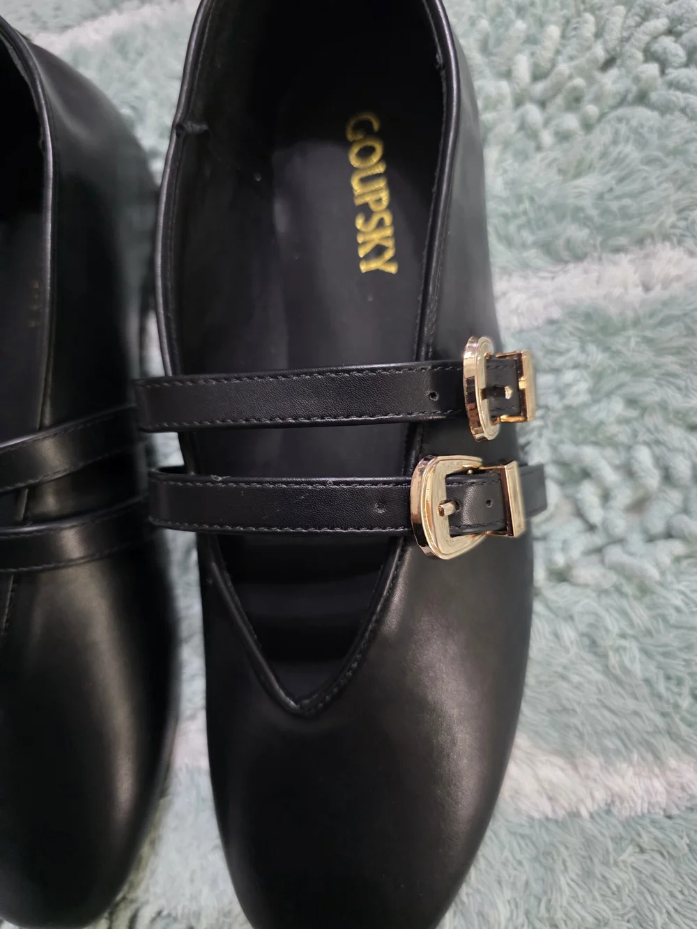 Women's Black Double-Strap Mary Jane Loafers